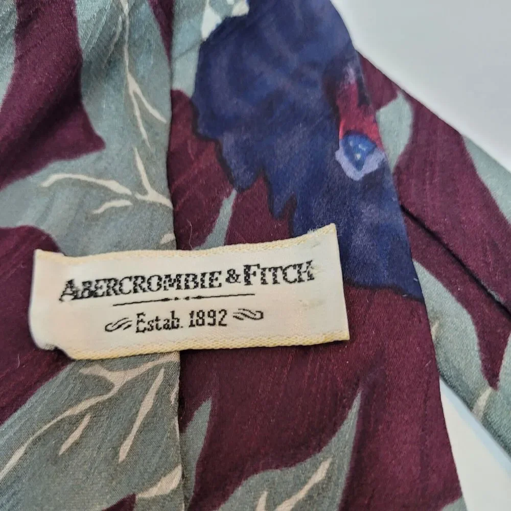 Abercrombie & Fitch Men's Blue, Green, Maroon Floral Print 100% Silk Made In USA